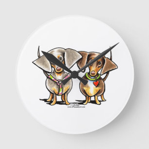 Dash Dappled Dachshunds Rund Klocka