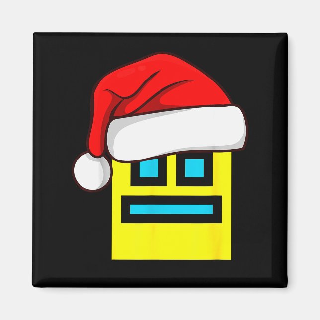 Dash Geometry Repeat Christmas Santa Hat Game Vide Magnet (Framsidan)
