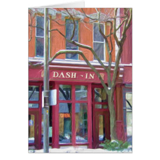 Dash-in-restaurang på vintern, Fort Wayne, Indiana Hälsningskort