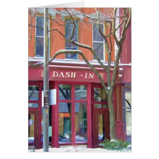 Dash-in-restaurang på vintern, Fort Wayne, Indiana Hälsningskort (Framsidan)