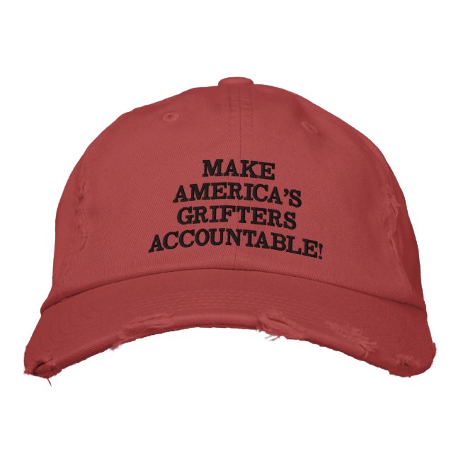 Dash Red "make America's Grifters Accountale" Broderad Keps (Framsida)