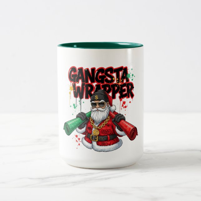 Dashande genom degen jul Två-Tonad mugg (Center)