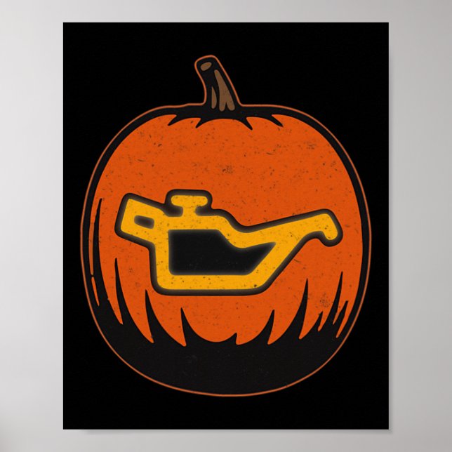 Dashboard Car Oil Problem Light Funny Pumpkin Hall Poster (Framsidan)