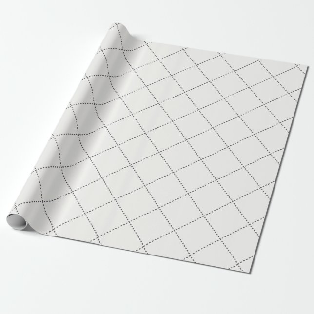 Dashed Diamond Grid Geometric Soft White Presentpapper (Utrullad)