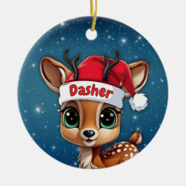 Dasher Baby Deer, Fawn, Doe, Reindeer 🦌🎄 Julgransprydnad Keramik
