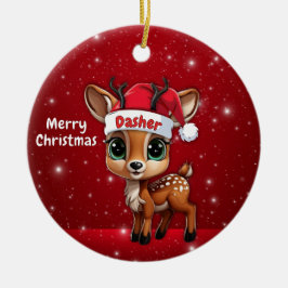 Dasher Baby Deer, Fawn, Doe, Ren🦌 🎄 Julgransprydnad Keramik