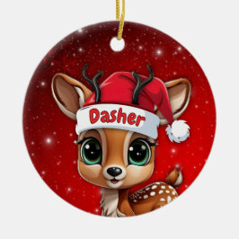 Dasher Babyhjort, Hjortkalv, Dovhjort, Ren🦌 🎄 Julgransprydnad Keramik