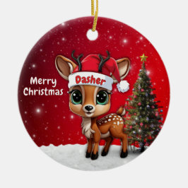 Dasher Babyhjort, Hjortkalv, Dovhjort, Ren🦌 🎄 Julgransprydnad Keramik