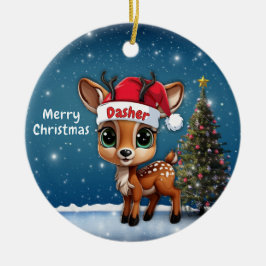 Dasher Babyhjort, Kid, Dovhjort, Ren🦌 🎄 Julgransprydnad Keramik