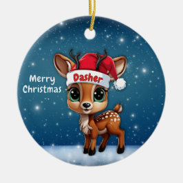 Dasher Babyhjort, Kid, Dovhjort, Ren🦌 🎄 Julgransprydnad Keramik