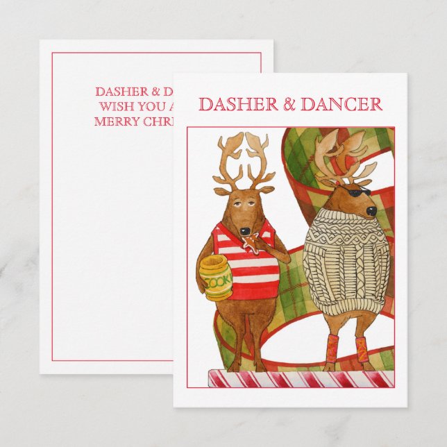 DASHER DANCER 3,5x5 - kort med en liten jul (Fram/baksida)