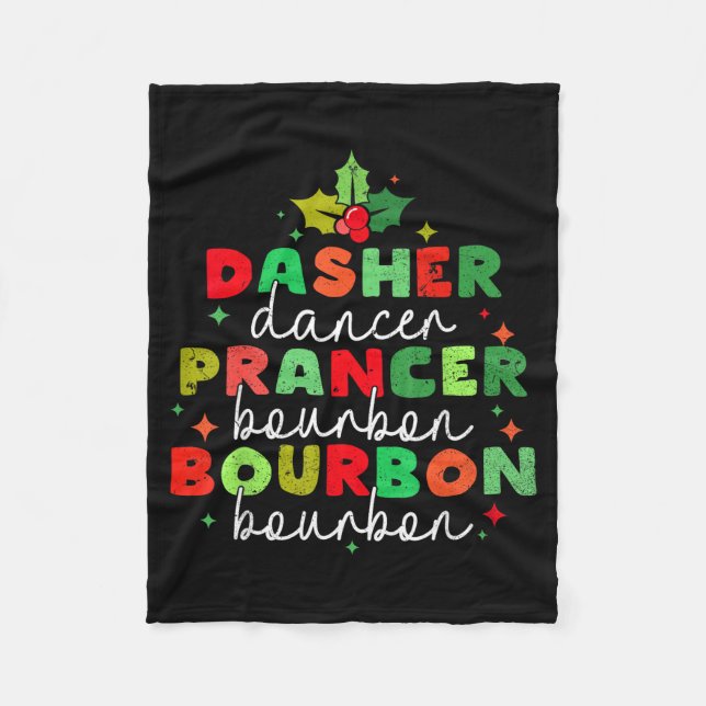Dasher Dancer Prancer &amp; Bourbon Christmas Holi Fleecefilt (Framsidan)