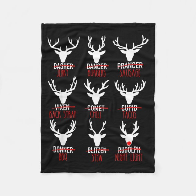 Dasher Dancer Prancer &amp; Bourbon julfirande Fleecefilt (Framsidan)