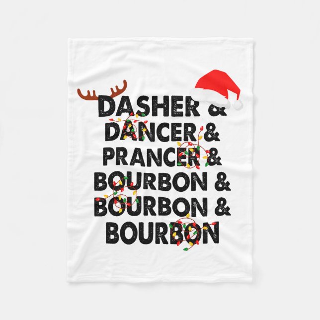 Dasher Dancer Prancer &amp; Bourbon julfirande Fleecefilt (Framsidan)