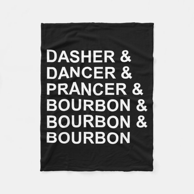 Dasher Dancer Prancer &amp; Bourbon Roligt Jul Fleecefilt (Framsidan)
