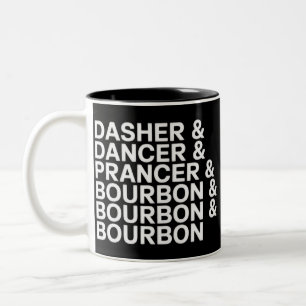 Dasher Dancer Prancer & Bourbon jul högtid Två-Tonad Mugg