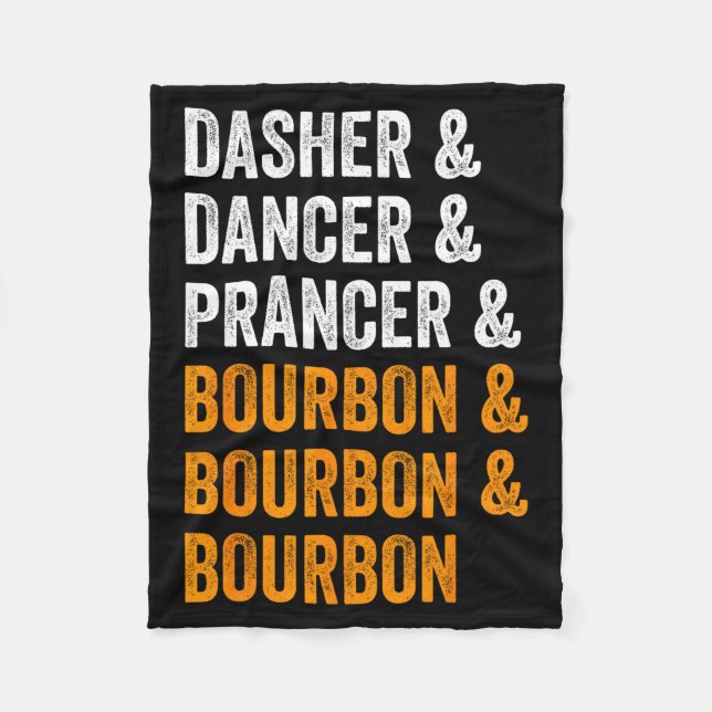 Dasher Dancer Prancer Bourbon Jul Rolig Holi Fleecefilt (Framsidan)