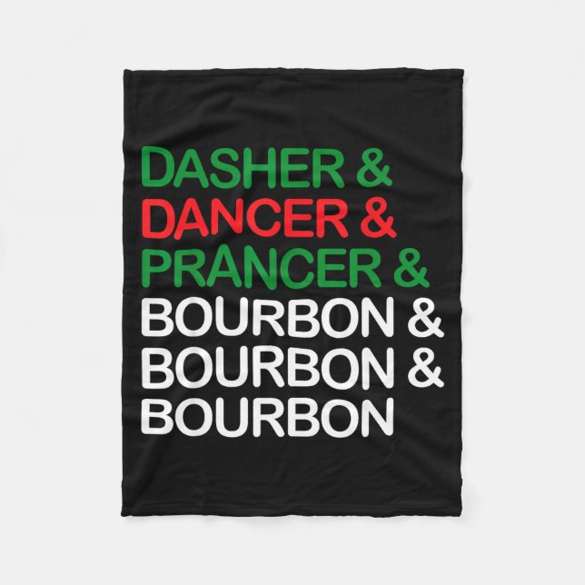 Dasher Dancer Prancer Bourbon Jul Rolig Holi Fleecefilt (Framsidan)