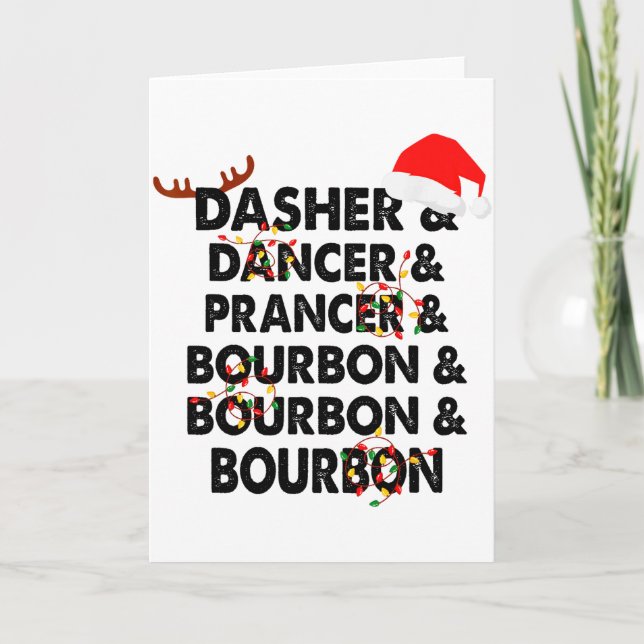 Dasher Dancer Prancer & Bourbon julfirande Kort (Framsida)