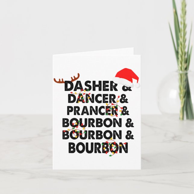 Dasher Dancer Prancer & Bourbon julfirande Kort (Framsida)