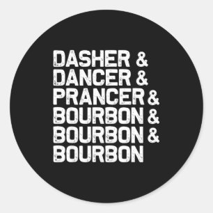 Dasher Dancer Prancer Bourbon Roliga julen Tomte Runt Klistermärke