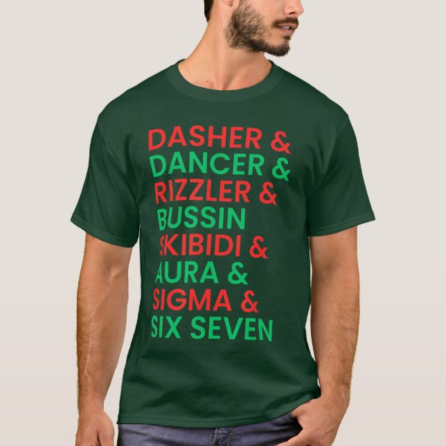 Dasher Dancer Prancer Rizzler 67 Roliga Barn Jul T Shirt (Framsida)