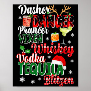 Dasher Dancer Prancer Vixen Moscato Vodka Tequila Poster