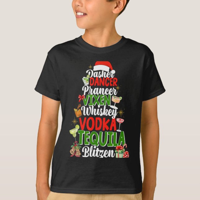 Dasher Dancer Prancer Vixen Moscato Vodka Tequila  T Shirt (Framsida)