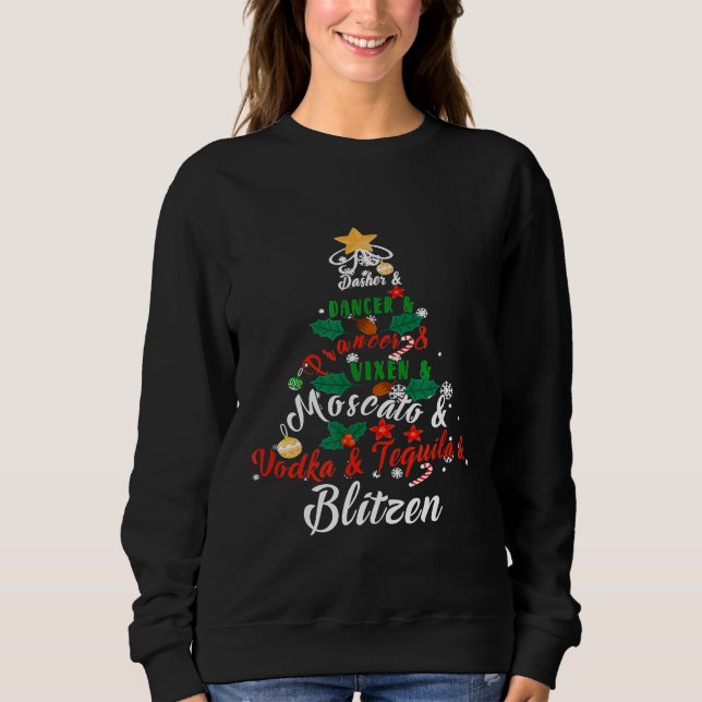 Dasher Dancer Prancer Vixen Moscato Vodka Tequila T Shirt (Framsida)