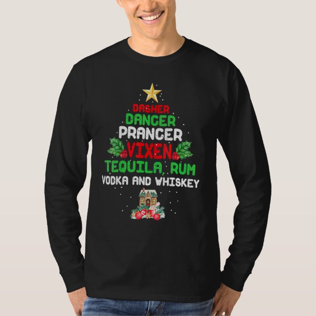 Dasher Dancer Prancer Vixen  Tequila Rom Vodka Whi T Shirt (Framsida)