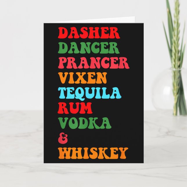 Dasher Dancer Prancer Vixen Tequila Rum Vodka Desi Kort (Framsida)