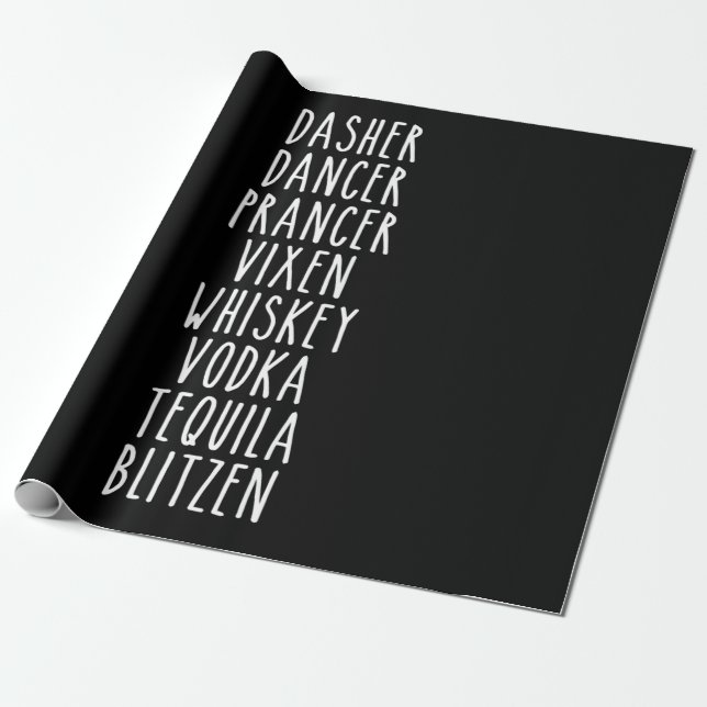 Dasher Dancer Prancer Vixen Whiskey Vodka Tequila Presentpapper (Utrullad)