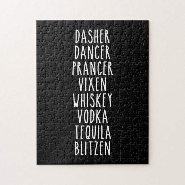 Dasher Dancer Prancer Vixen Whiskey Vodka Tequila Pussel (Vertikal)
