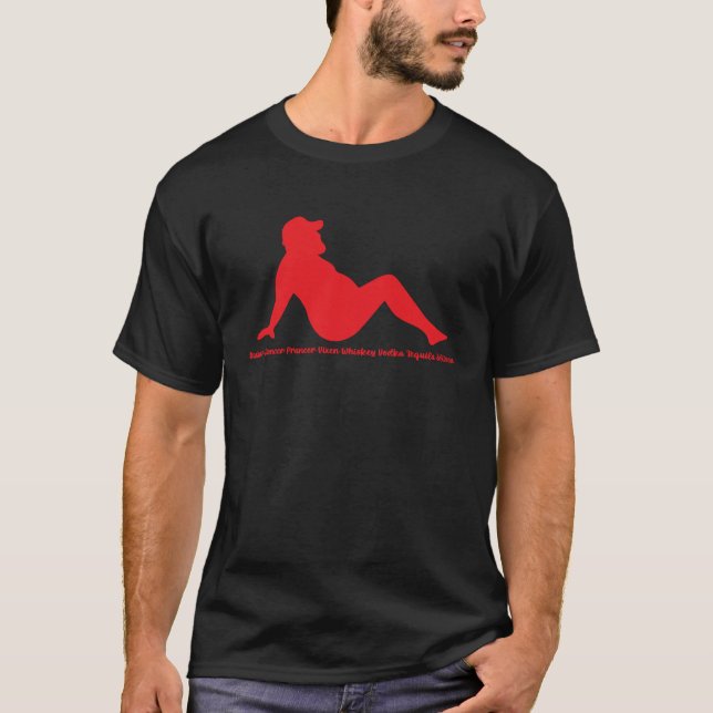 Dasher Dancer Prancer Vixen Whiskey Vodka Tequila T Shirt (Framsida)