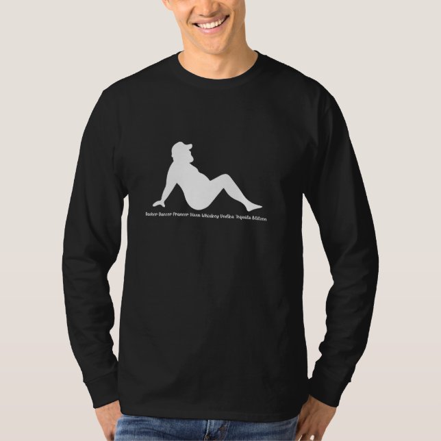 Dasher Dancer Prancer Vixen Whiskey Vodka Tequila T Shirt (Framsida)