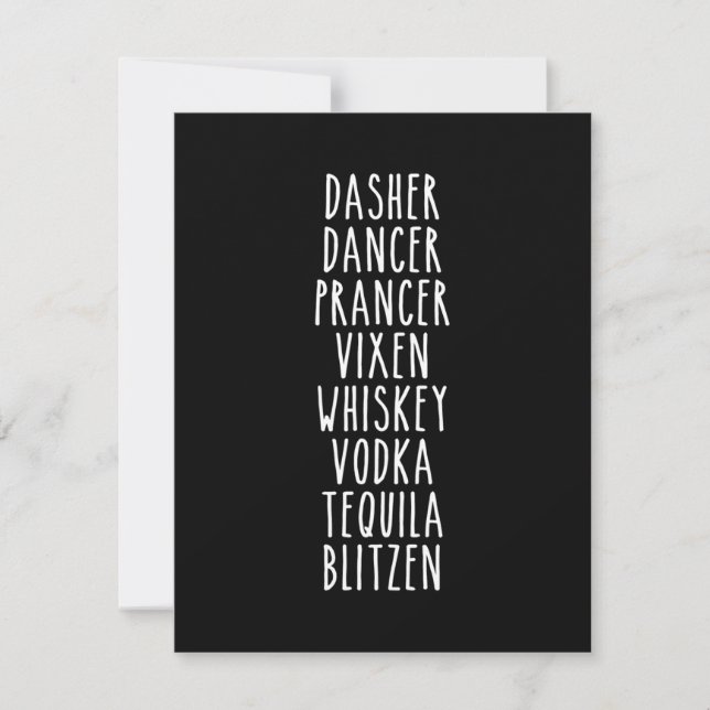 Dasher Dancer Prancer Vixen Whiskey Vodka Tequila Tack Kort (Framsida)