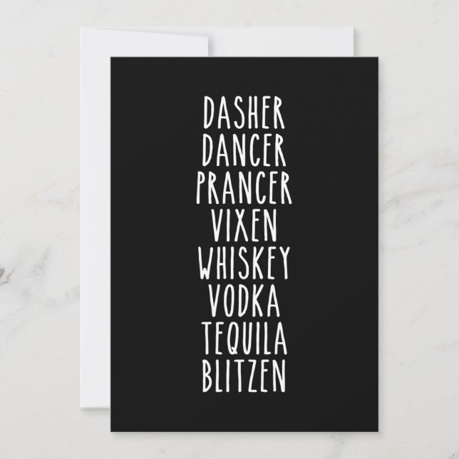 Dasher Dancer Prancer Vixen Whiskey Vodka Tequila Tack Kort (Framsida)
