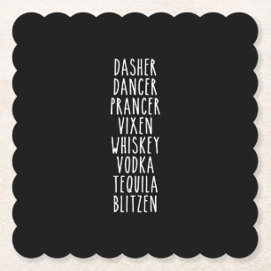Dasher Dancer Prancer Vixen Whiskey Vodka Tequila Underlägg Papper