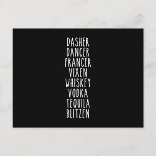 Dasher Dancer Prancer Vixen Whiskey Vodka Tequila Vykort