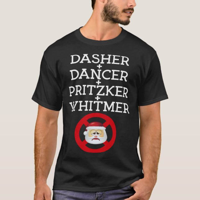 Dasher Dancer Pritzker & Whitmer Christmas  Politi T Shirt (Framsida)