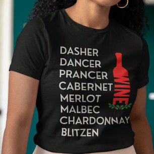 Dasher Dancer Reindeer Namn Vin Älskare T Shirt