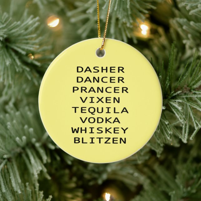 Dasher Dancer Vixen Vodka Tequila Whiskey Blitzen Julgransprydnad Keramik (Träd)