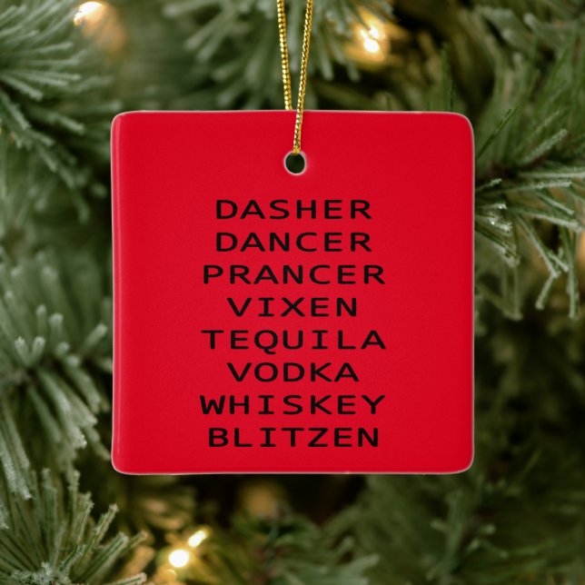 Dasher Dancer Vixen Vodka Tequila Whiskey Blitzen Julgransprydnad Keramik (Träd)
