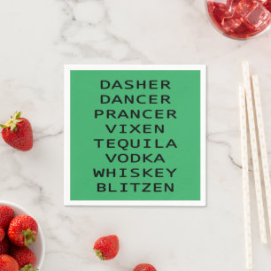 Dasher Dancer Vixen Vodka Tequila Whiskey Blitzen Pappersservett