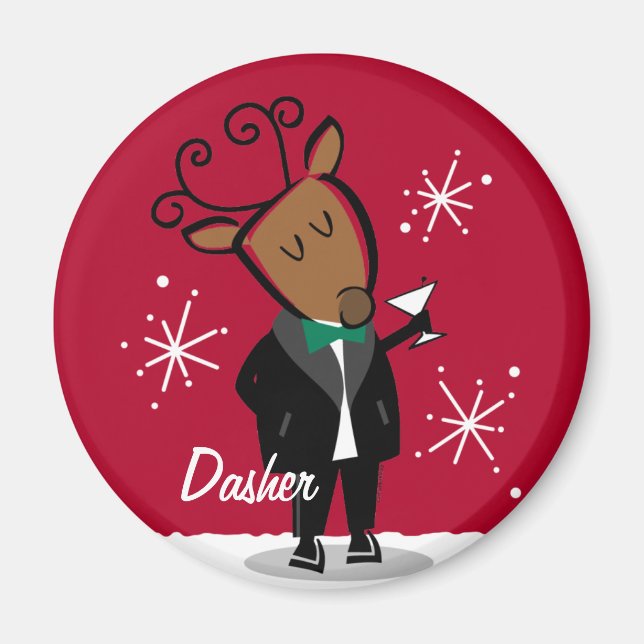 Dasher Reindeer Anpassningsbar Magnet (Framsidan)