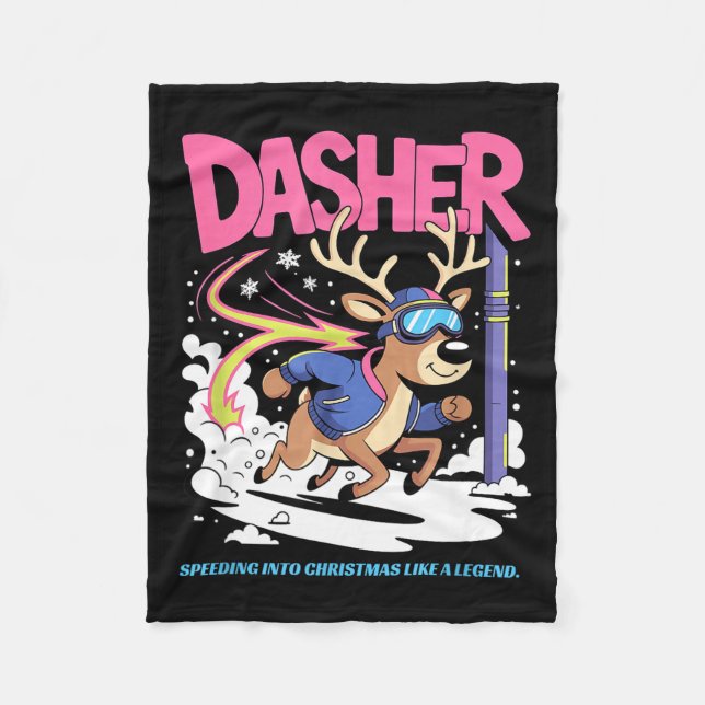 Dasher Reindeer Christmas Speeding Fun  Fleecefilt (Framsidan)