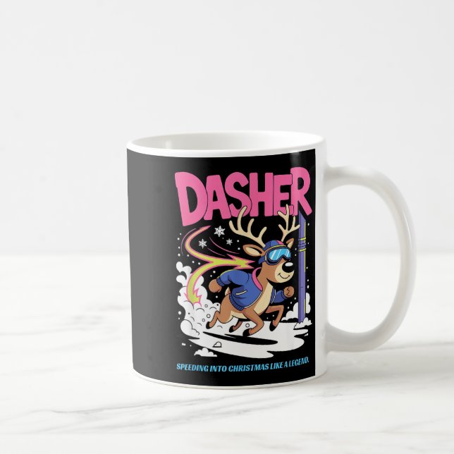 Dasher Reindeer Christmas Speeding Fun  Kaffemugg (Höger)