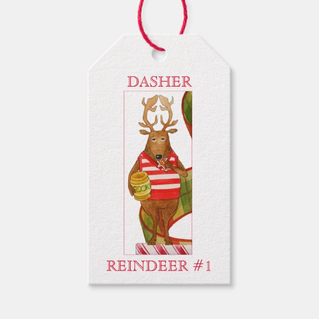 DASHER REINDEER Gift-Märkre Presentetikett (Framsidan)