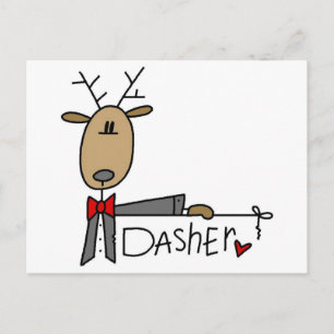 Dasher Reindeer Tshirts och Gifts Vykort