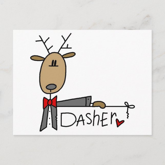 Dasher Reindeer Tshirts och Gifts Vykort (Framsida)